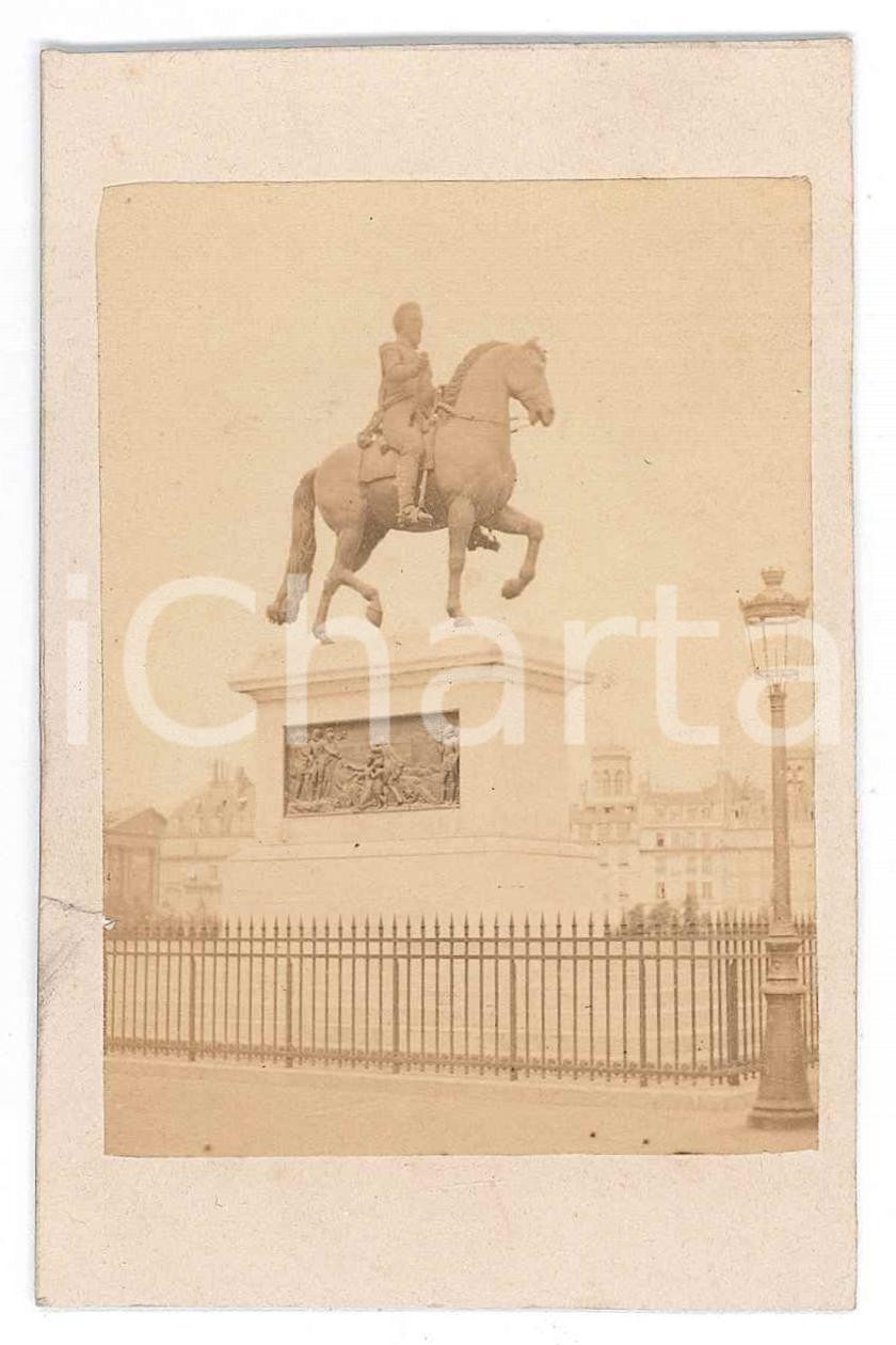 Fotografia d epoca originale 1875 ca PARIS Statue HENRI IV  PONT NEUF Photo Maison MARTINET 1