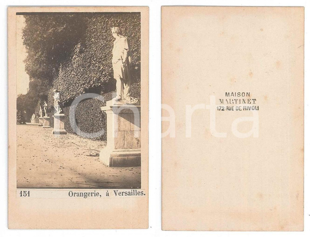 Fotografia d epoca originale 1875 ca PARIS  VERSAILLES  Orangerie   Photo Maison MARTINET CDV 151 1