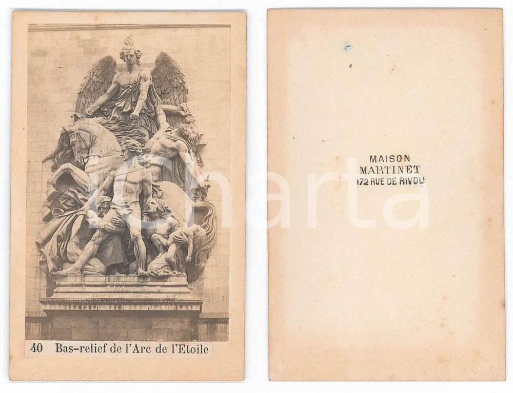 Fotografia d epoca originale 1875 ca PARIS Basrelief de l Arc de l Etoile Photo Maison MARTINET CDV 40 1