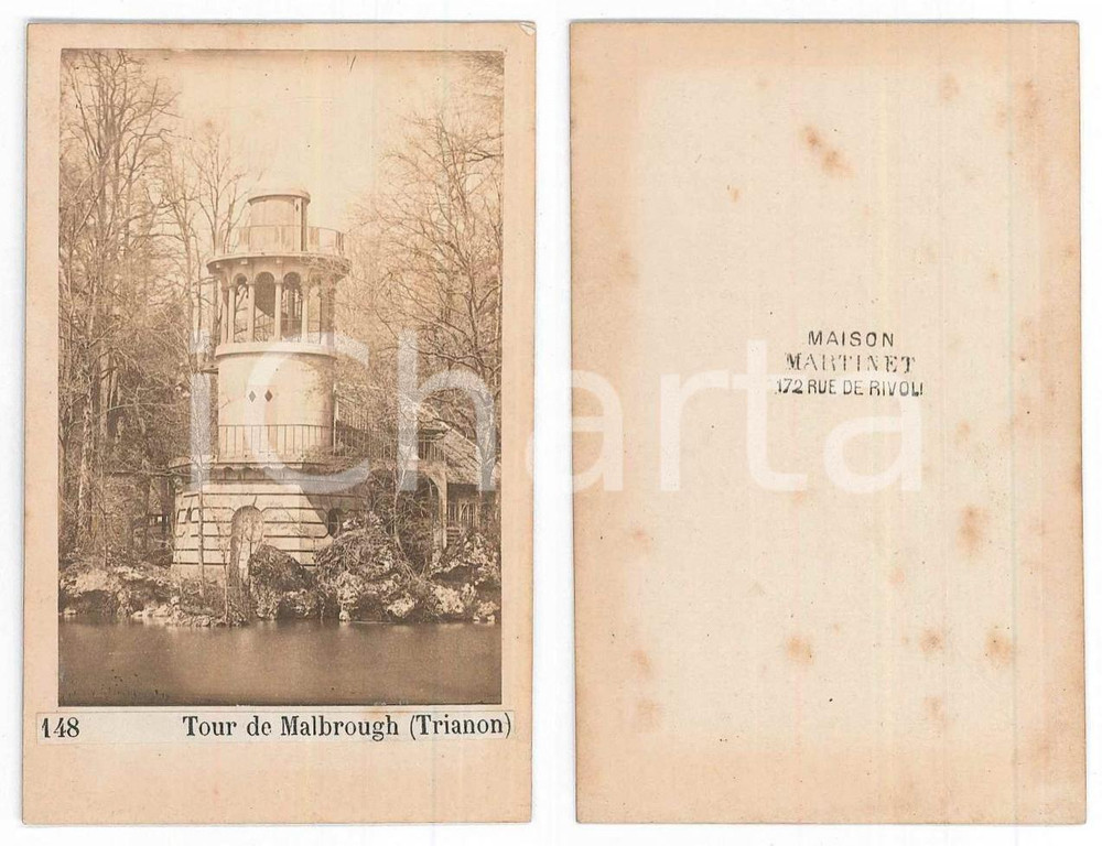 Fotografia d epoca originale 1875 ca PARIS Tour de MALBROUGH Trianon Photo Maison MARTINET CDV 148 1