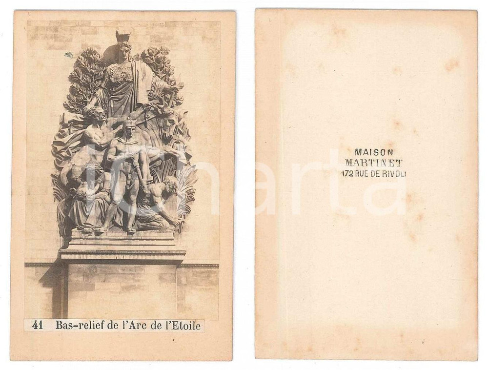 Fotografia d epoca originale 1875 ca PARIS Basrelief de l Arc de l Etoile Photo Maison MARTINET CDV 41 1