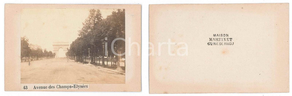 Fotografia d epoca originale 1875 ca PARIS Avenue des ChampsElysÃ©es Photo Maison MARTINET CDV 43 1