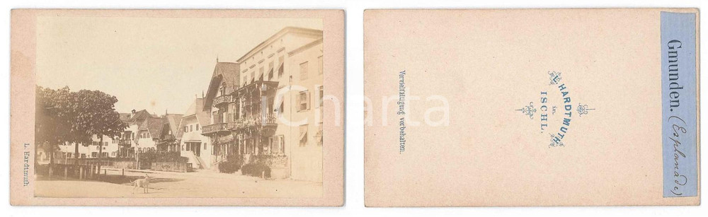 Fotografia d epoca originale 1870 ca GMUNDEN AUSTRIA Esplanade  Foto L. HARDMUTH 10x6 cm 1