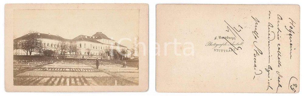 Fotografia d epoca originale 1871 STUTTGART / HOHENHEIM Accademia Agricola  Vintage photo F. BRANDSEPH 1