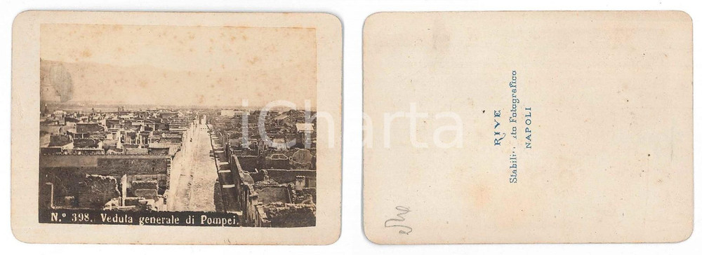 Fotografia d epoca originale 1870 ca POMPEI NA Veduta generale  Foto vintage CDV 10x6 cm 1