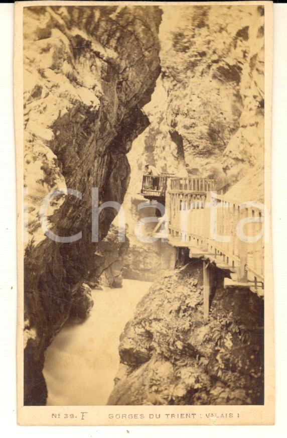 Fotografia d epoca originale 1870 ca VERNAYAZ SUISSE Gorges du TRIENT  Photo GARCIN 10x6 cm ANIMEE 1