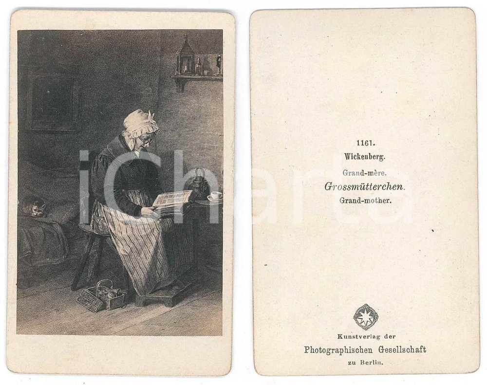 Fotografia d epoca originale 1870 ca  ARTE  Per WICKENBERG  GroÃŸmÃ¼tterchen  Foto quadro CDV 1