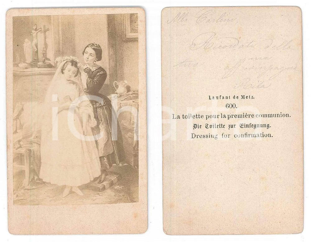 Fotografia d epoca originale 1870 ca ARTE  LANFANT DE METZ  La toilette pour la premiÃ¨re communion Photo 1