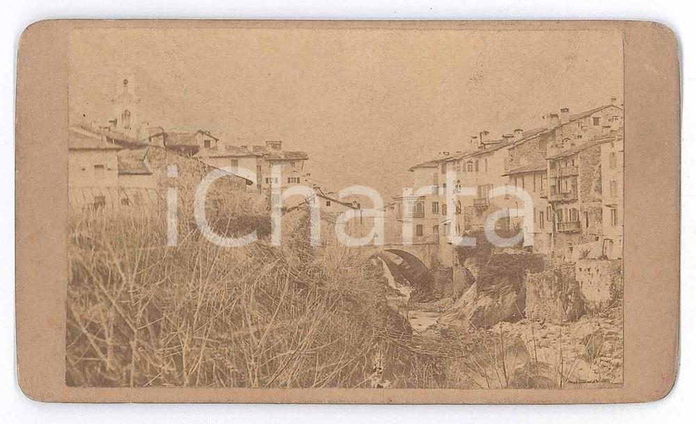 Fotografia d epoca originale 1870 ca LOMBARDIA CHIAVENNA SO Ponte sul fiume MERA  Fotografia CDV 1
