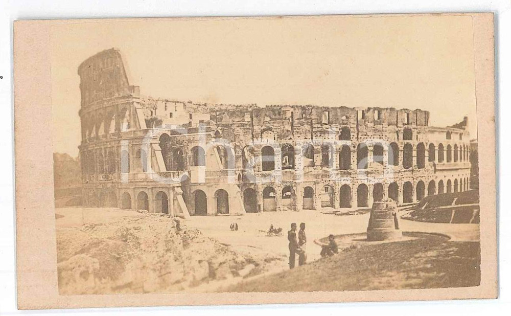 Fotografia d epoca originale 1870 ca ROMA Colosseo  Veduta pittoresca  Fotografia ANIMATA 10x6 cm 1