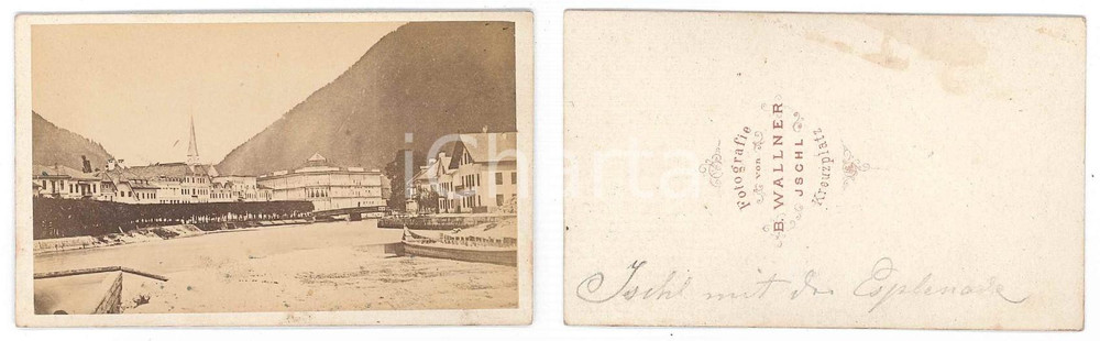 Fotografia d epoca originale 1870 ca BAD ISCHL AUSTRIA The Esplanade  Photo B. WALLNER 10x6 cm 1