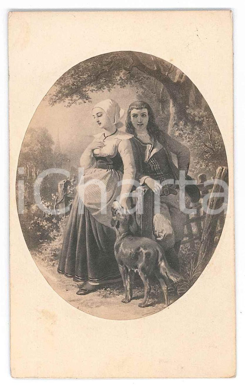 Fotografia d epoca originale 1870 ca ARTE Il principio del bosco  Innamorati  Fotografia quadro CDV 1