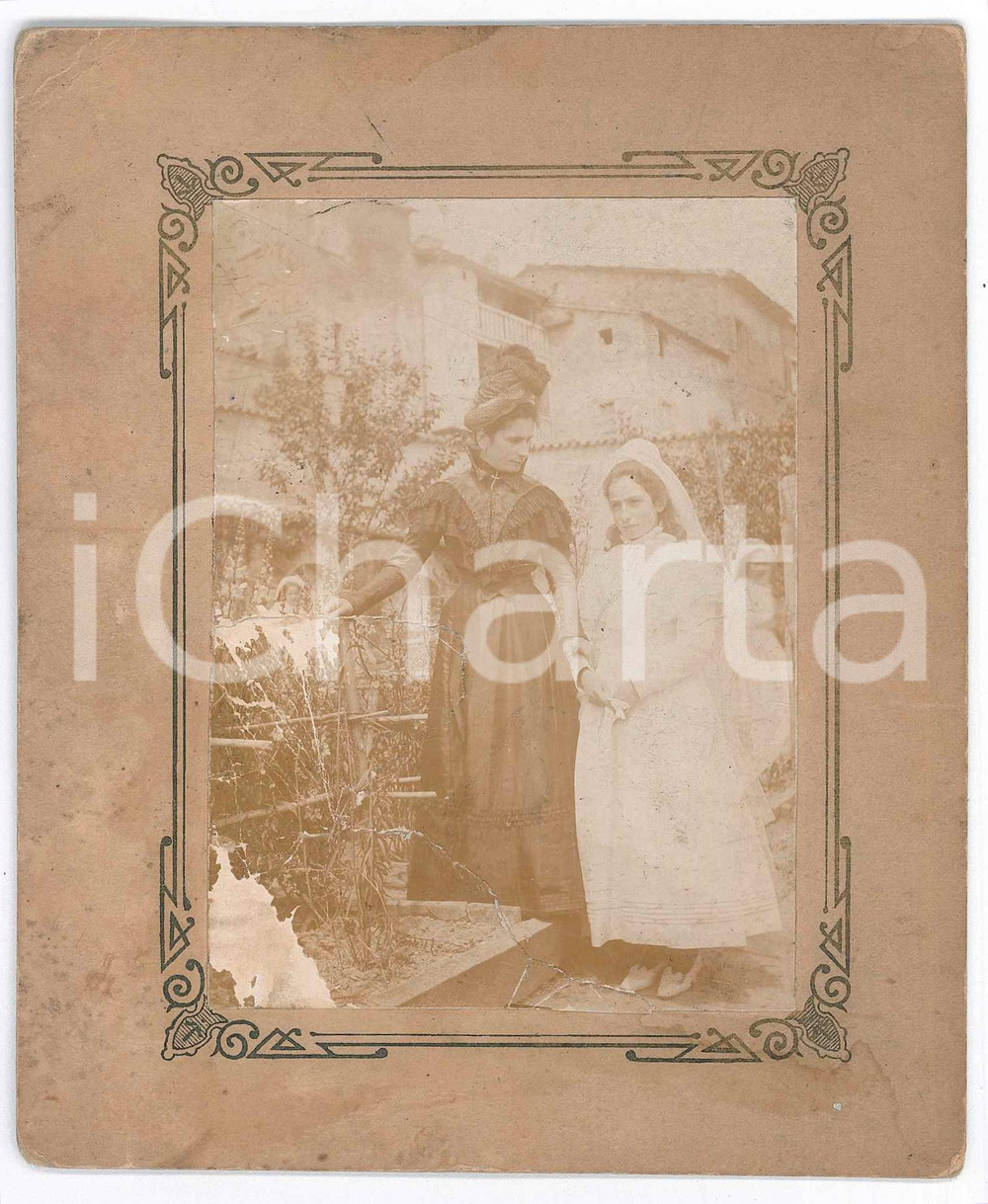Fotografia d epoca originale 1910 ca ITALIA Madre con la figlia alla Prima Comunione  Foto DANNEGGIATA 1