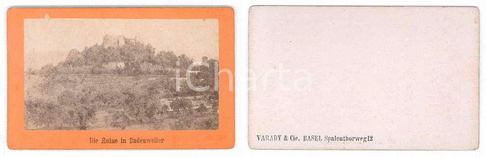 Fotografia d epoca originale 1875 ca BADENWEILER D The ruins of the castle  Vintage photo 10x6 cm 1