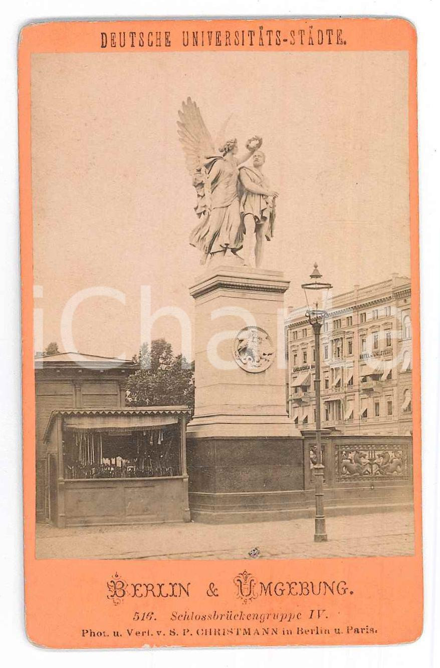Fotografia d epoca originale 1871 BERLINO GERMANY Statua sul Ponte SchlossbrÃ¼cke  Fotografia IV 6x10 cm 1