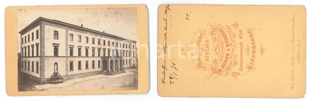 Fotografia d epoca originale 1871 WINTERTHUR Palazzo delle Scuole / Kunst Museum  Foto M. BENON & WYSOCKI 1
