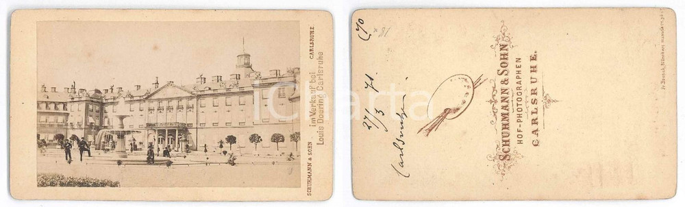 Fotografia d epoca originale 1871 KARLSRUHE Veduta del Castello Foto ANIMATA  SCHUMANN & SOHN 1
