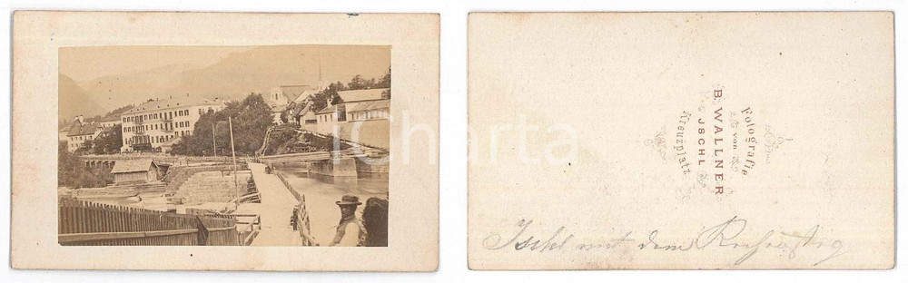 Fotografia d epoca originale 1870 ca BAD ISCHL AUSTRIA Veduta panoramica  Foto L. HARDMUTH 10x6 1