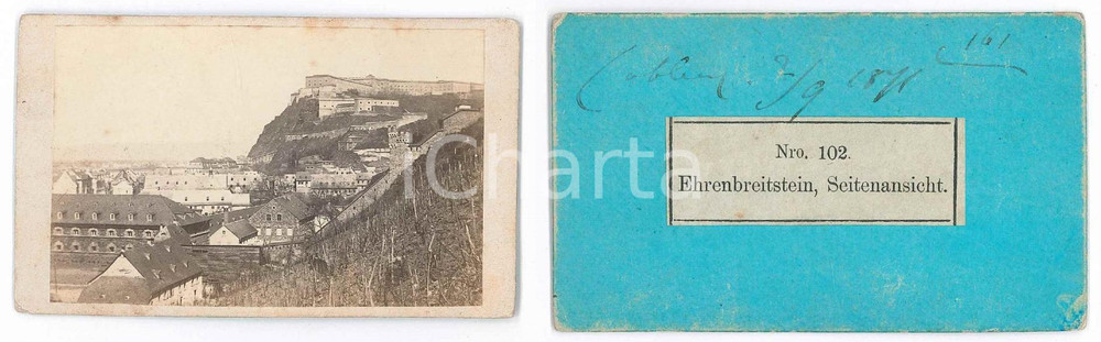 Fotografia d epoca originale 1871 COBLENZ GERMANY Fortezza di Ehrenbreitstein  Veduta  Foto CDV 1