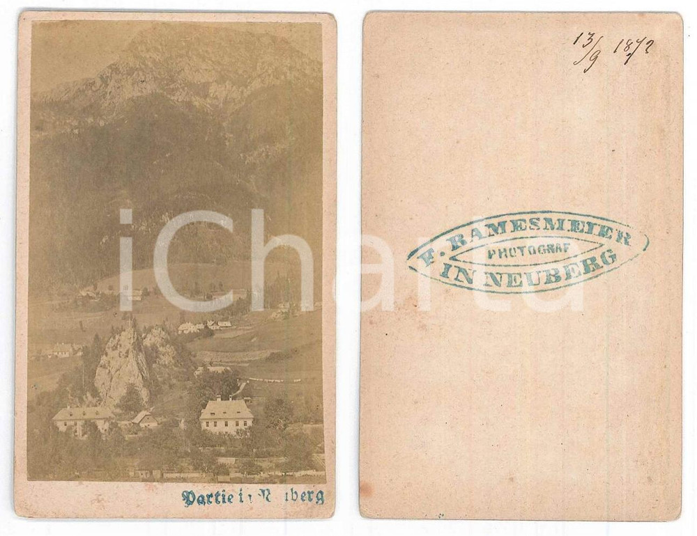 Fotografia d epoca originale 1872 NEUBERG AN DER MURZ AUSTRIA Veduta panoramica  Foto F. RAMESMEIER 1