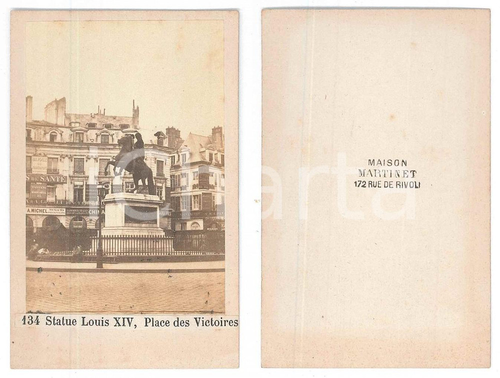 Fotografia d epoca originale 1875 ca PARIS Statue Louis XIV, Place des Victoires Photo Maison MARTINET 134 1