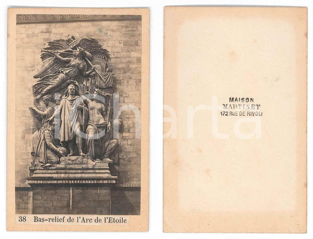 Fotografia d epoca originale 1875 ca PARIS Basrelief de l Arc de l Etoile Photo Maison MARTINET CDV 38 1