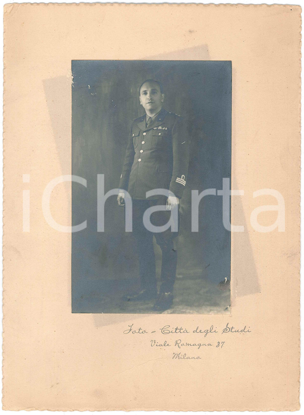 Fotografia d epoca originale 1945 ca MILANO Ritratto di ufficiale  Foto CITTA  STUDI 20x27 cm 1