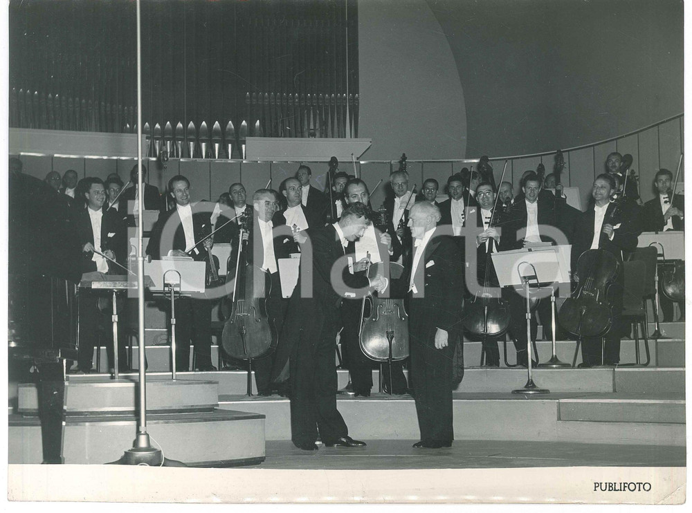 Fotografia d epoca originale 1953 TORINO Auditorium RAI Wilhelm BACKHAUS Mario ROSSI Foto 24x18 cm 1
