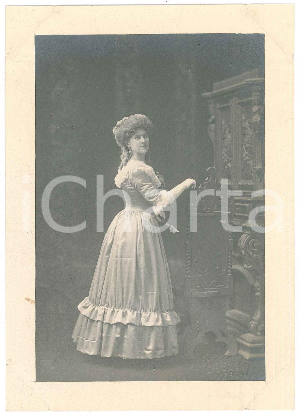 Fotografia d epoca originale 1920 ca ITALIA  TEATRO Attrice con ventaglio  Foto BETTINI  LIVORNO 6 1