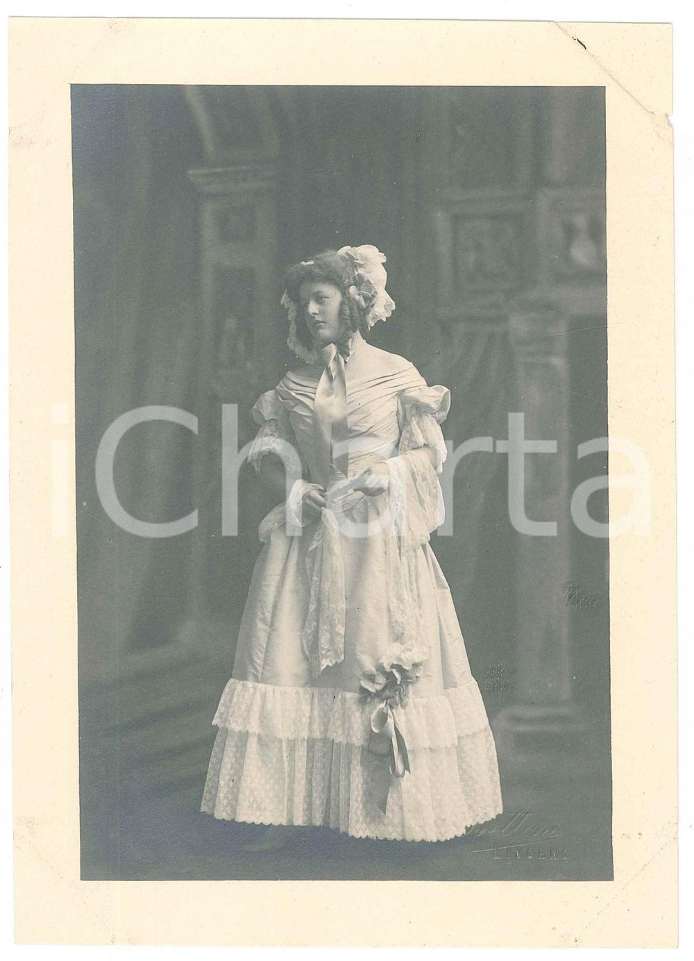 Fotografia d epoca originale 1920 ca ITALIA  TEATRO Attrice con ventaglio  Foto BETTINI  LIVORNO 1 1
