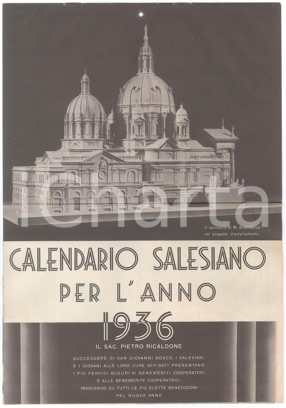 Oggetto da collezione cartaceo 1936 TORINO  Calendario Salesiano ILLUSTRATO 25x34 cm 1