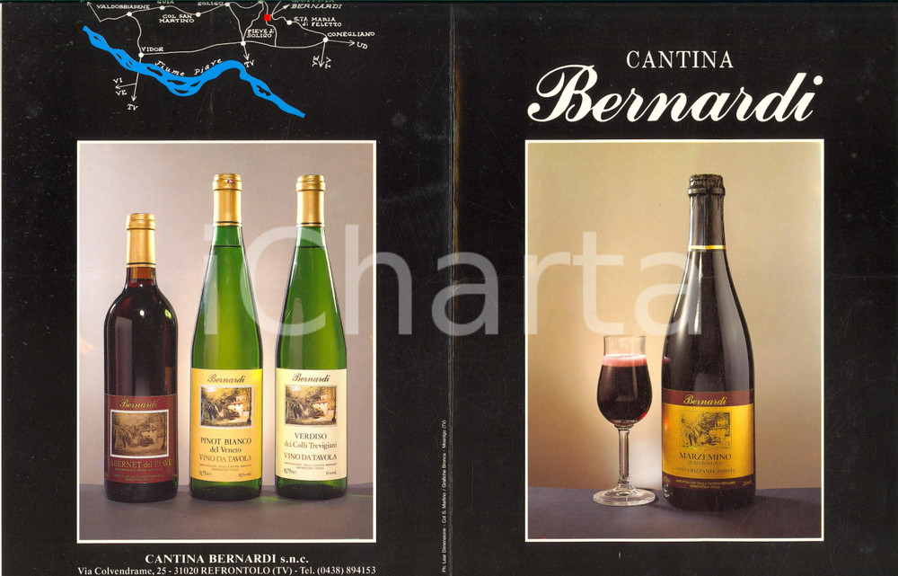 Materiale pubblicitario d’epoca 2000 ca REFRONTOLO TV Cantina BERNARDI  Pieghevole pubblicitario ILLUSTRATO 1