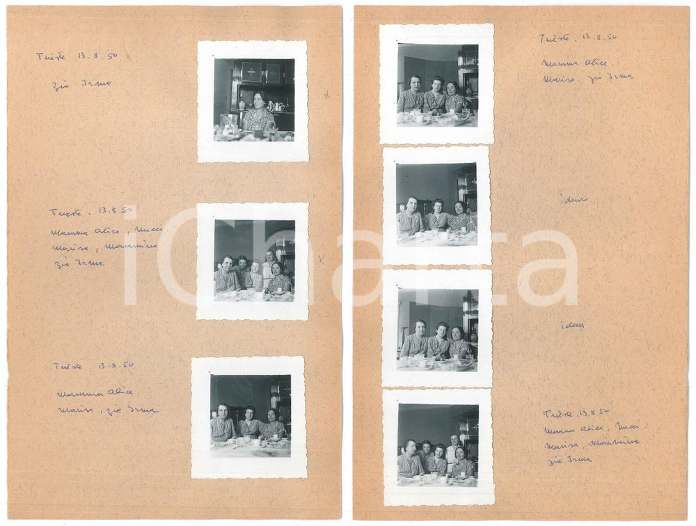Fotografia d epoca originale 1950 TRIESTE Le donne di famiglia  Foto di gruppo  7 fotografie 5x6 cm 1