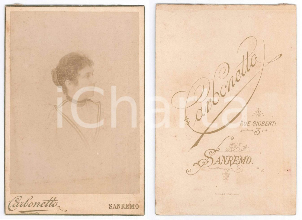 1905 ca SANREMO Giovane donna in bianco - Busto - Ritratto  *Foto D. CARBONETTO