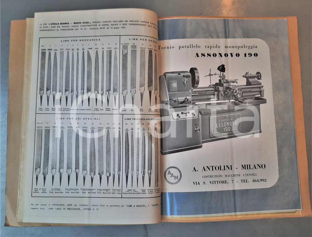Materiale pubblicitario d’epoca 1962 MILANO Ditta A. ANTOLINI Macchine utensili  Listino prezzi ILLUSTRATO 1