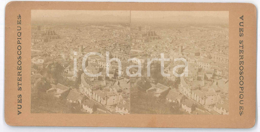 Fotografia d epoca originale 1880 ca GRANADA ESPAÃ‘A Veduta aerea  Foto stereoscopica 1