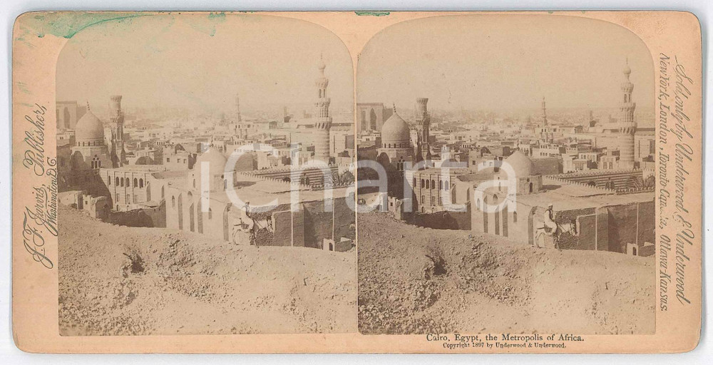 Fotografia d epoca originale 1897 CAIRO EGYPT The Metropolis of Africa  Stereo photo JARVIS 1
