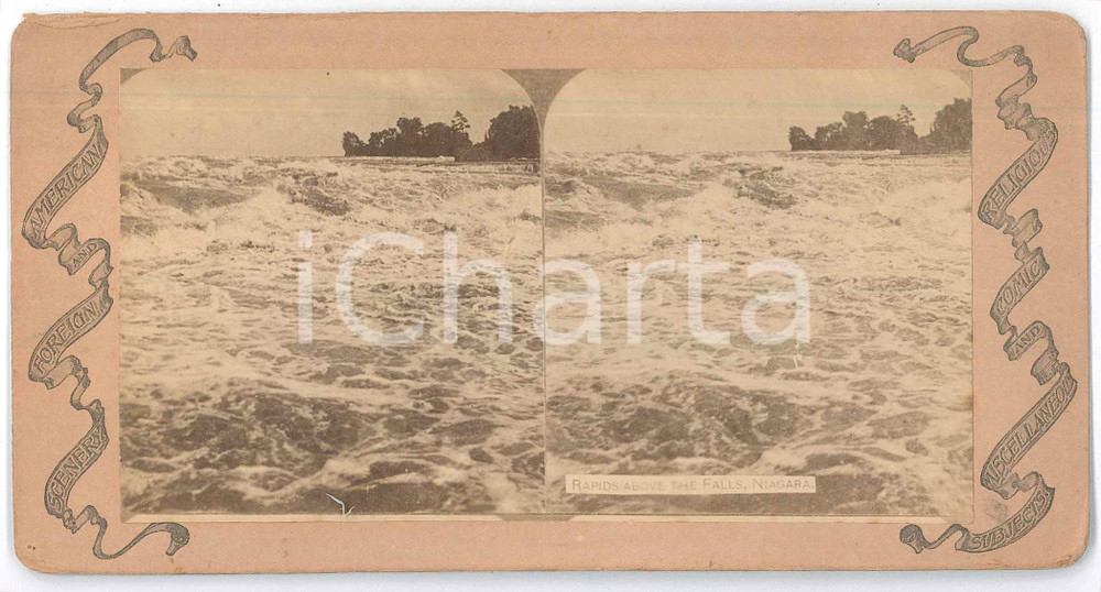Fotografia d epoca originale 1890 ca USA Rapids above the Falls, NIAGARA  VINTAGE Stereoview 1
