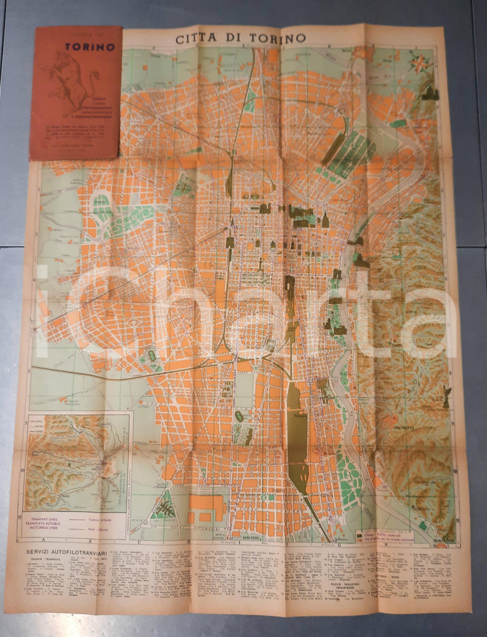 Mappa, planimetria storica 1915 ca CITTA  DI TORINO PiantaGuida toponomastica e monumentale 1