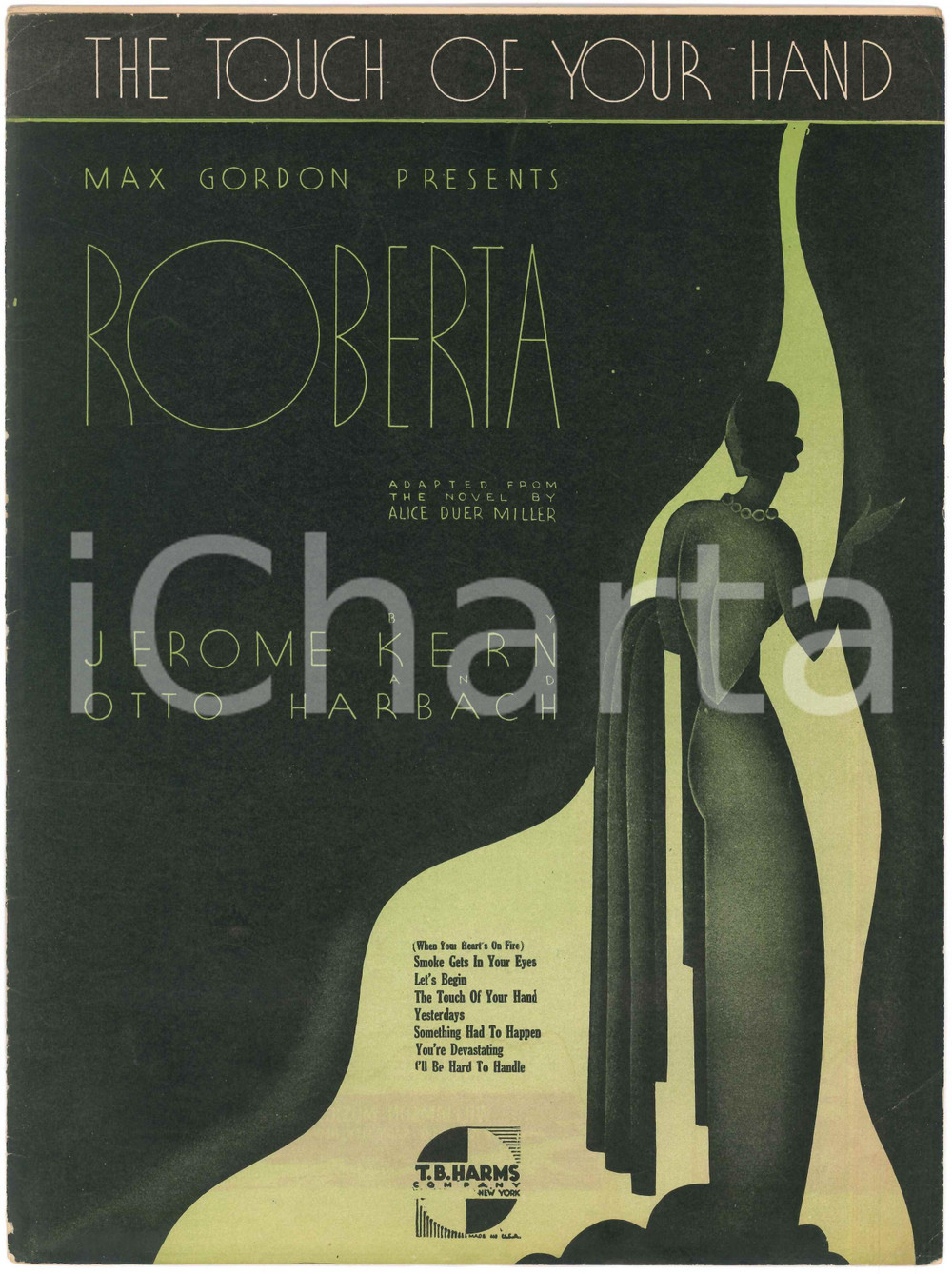 Oggetto da collezione cartaceo 1933 Jerome KERN Otto HARBACH  The touch of your hand  Roberta Spartito 1
