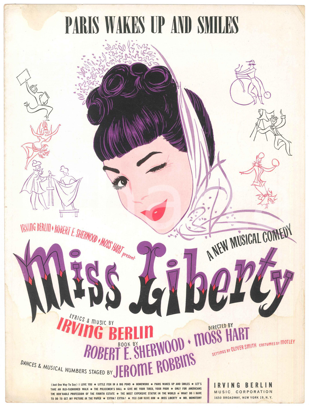 Oggetto da collezione cartaceo 1949 Irving BERLIN Paris wakes up and smile  Miss Liberty Spartito 1