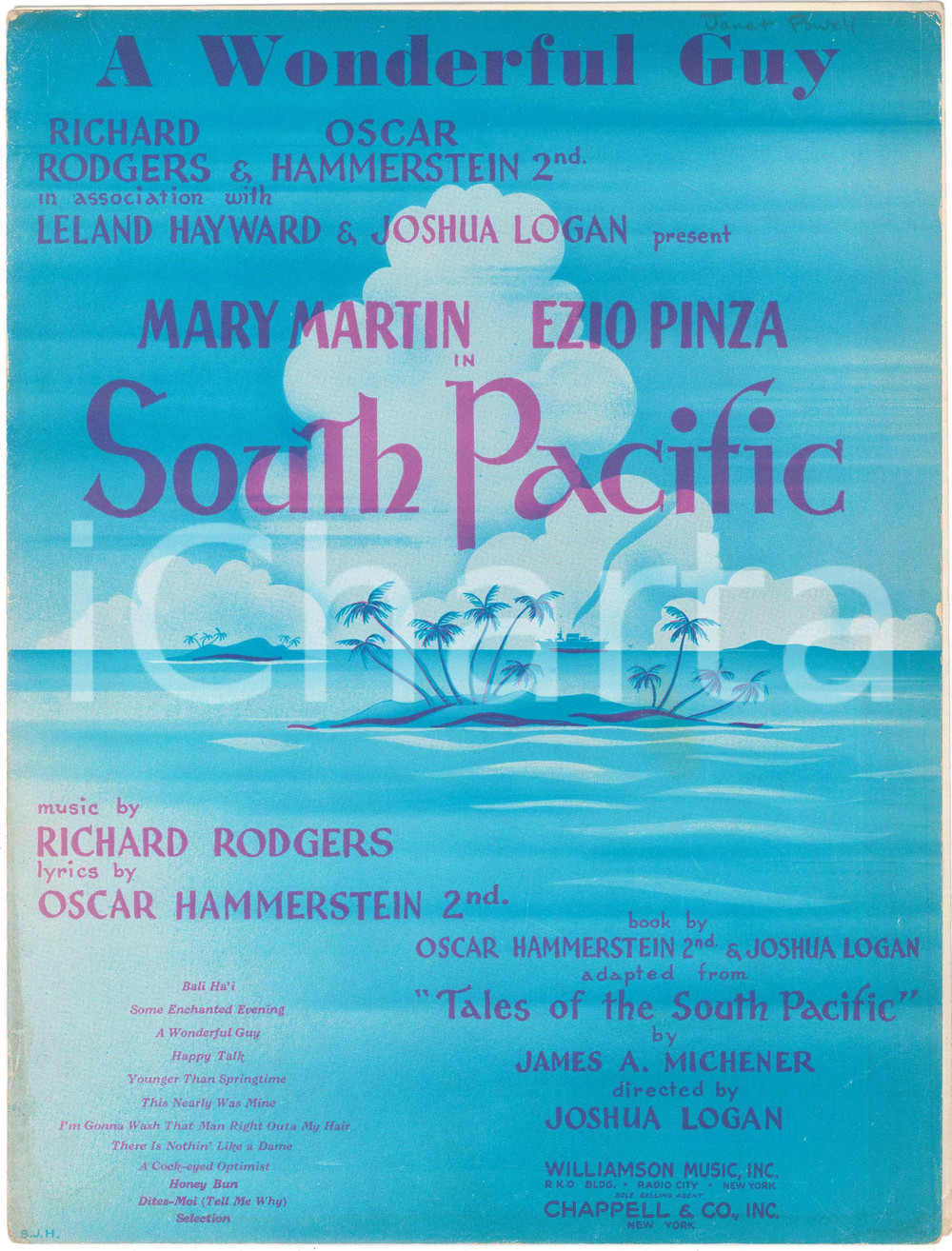 Oggetto da collezione cartaceo 1949 Richard ROGERS Oscar HAMMERSTEIN A wonderful guy  South Pacific Spartito 1