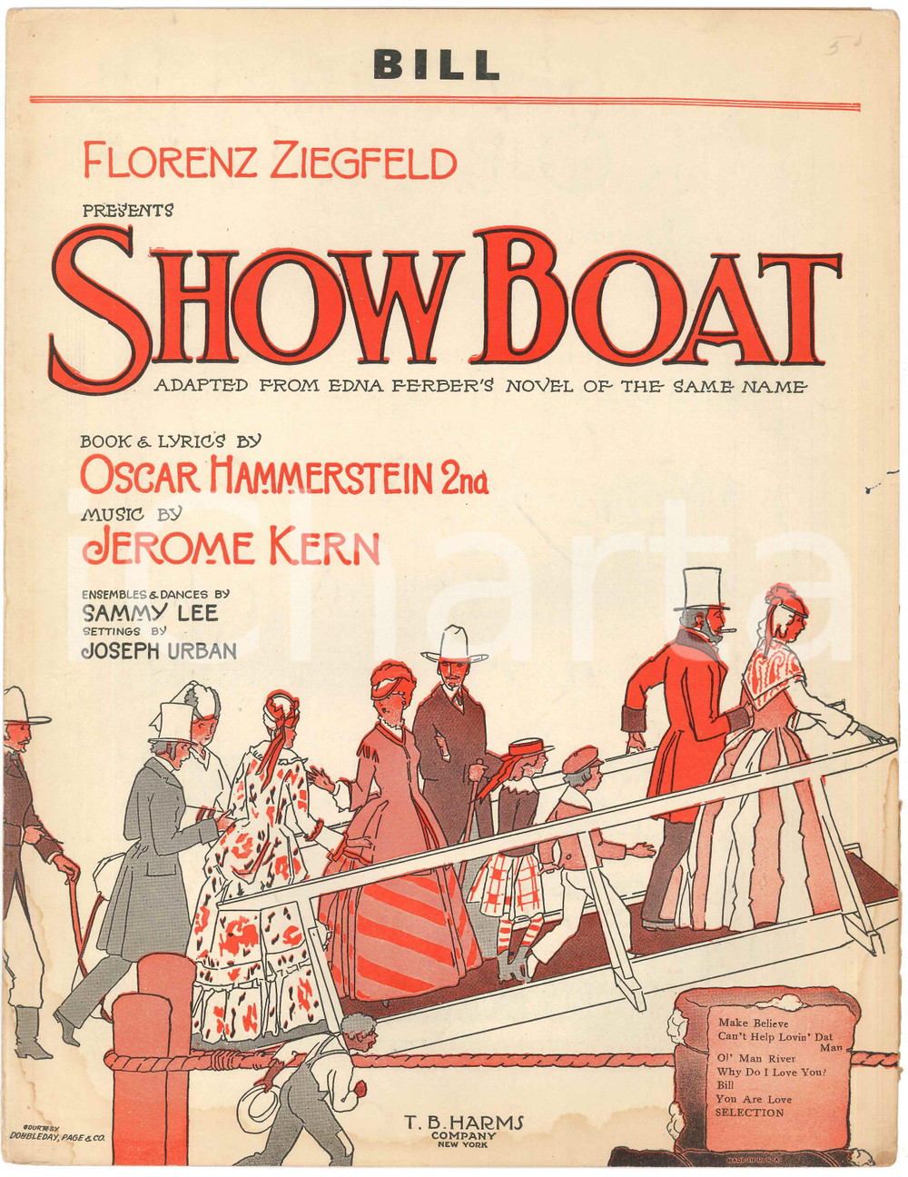 Oggetto da collezione cartaceo 1927 Jerome KERN Oscar HAMMERSTEIN II Bill  Show Boat  Spartito 1