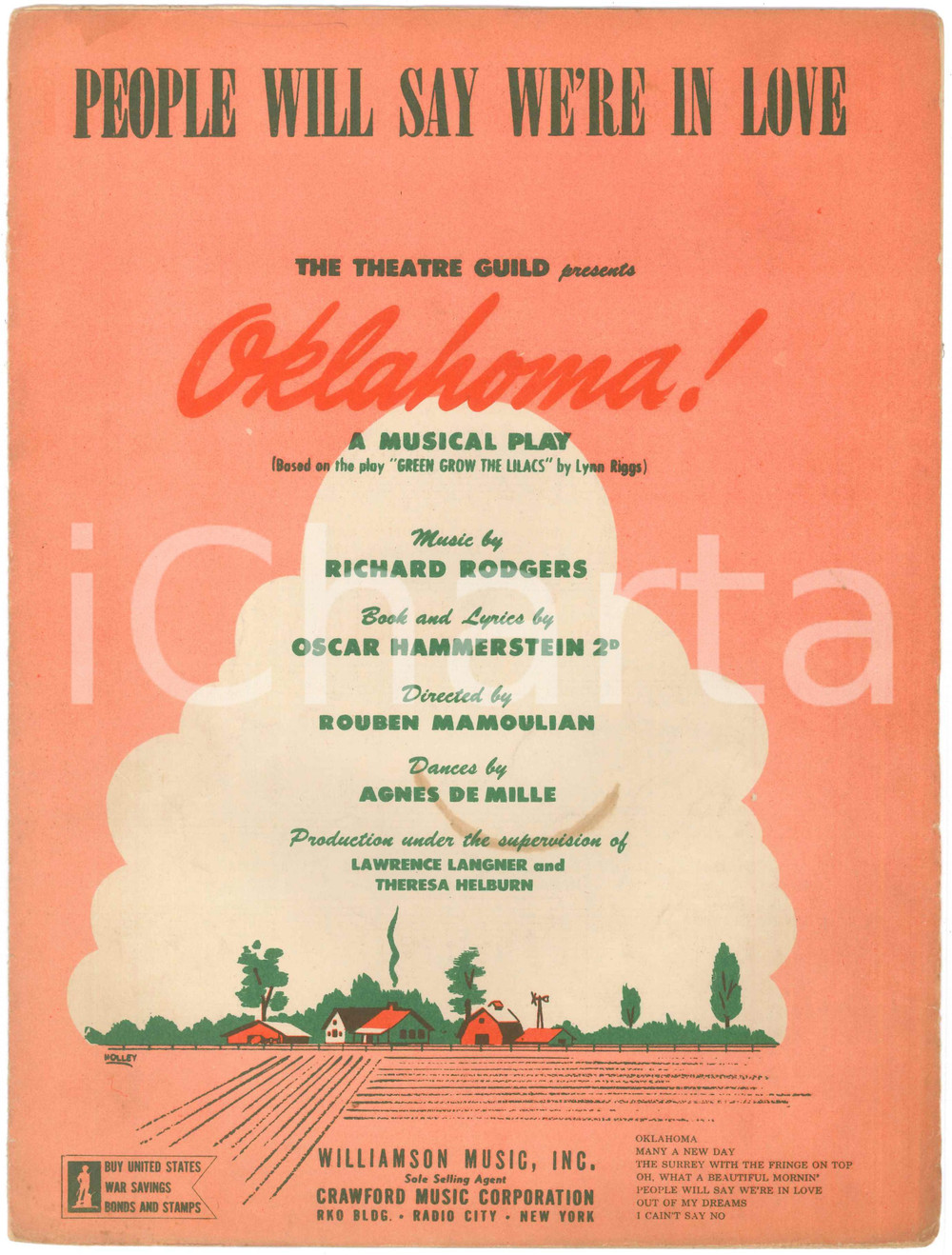 Oggetto da collezione cartaceo 1943 Richard ROGERS Oscar HAMMERSTEIN People will say we re in love Spartito 1
