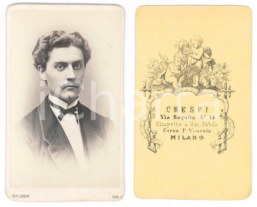 Fotografia d epoca originale 1870 ca MILANO Ritratto di giovane uomo  Busto  Foto CRESPI CDV 1