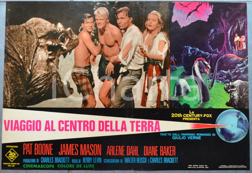 Materiale cinematografico d’epoca 1959 CINEMA Viaggio al centro della Terra  Pat BOONE James MASON Lobby card 1