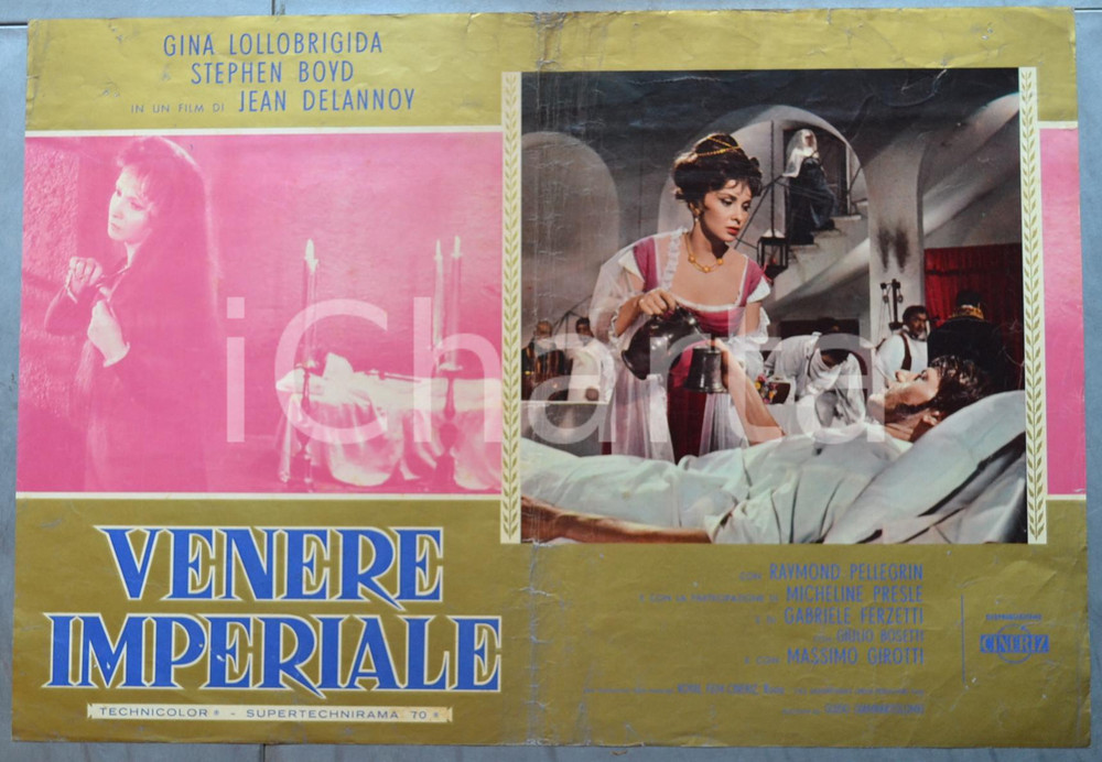 Materiale cinematografico d’epoca 1962 CINEMA Venere imperiale  Gina LOLLOBRIGIDA Stephen BOYD Lobby card 1