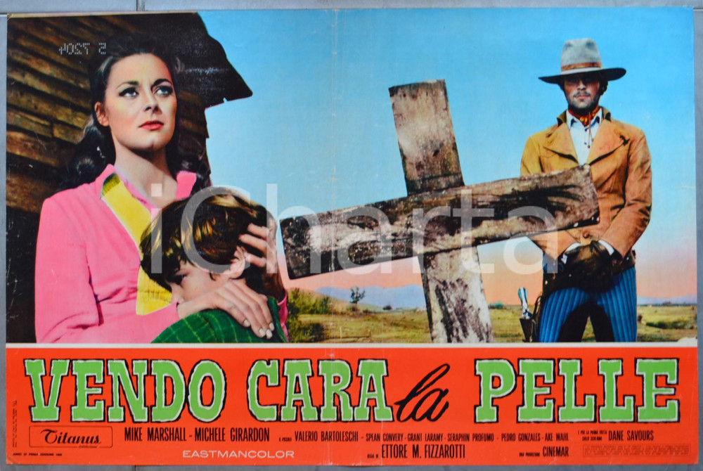 Materiale cinematografico d’epoca 1968 WESTERN Vendo cara la pelle Mike MARSHALL MichÃ¨le GIRARDON Lobby card 1
