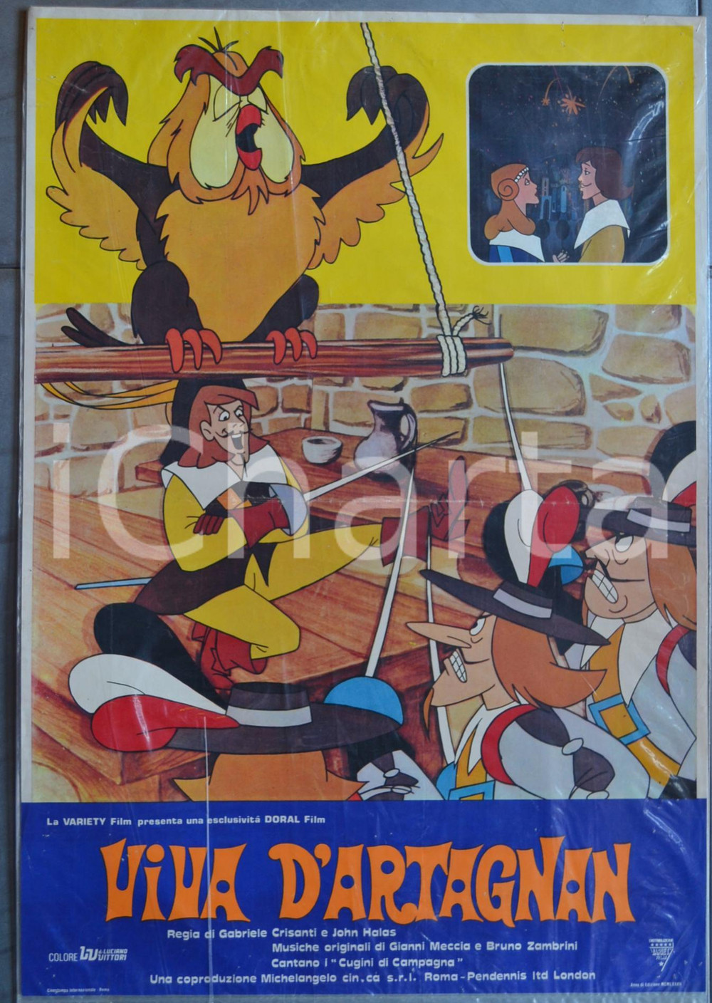 Materiale cinematografico d’epoca 1977 ANIMAZIONE Viva D Artagnan  CUGINI DI CAMPAGNA Lobby card 1