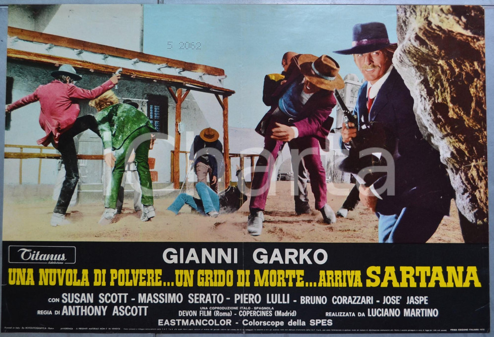 Materiale cinematografico d’epoca 1970 Una nuvola di polvere...un grido di morte...arriva Sartana Lobby card 1